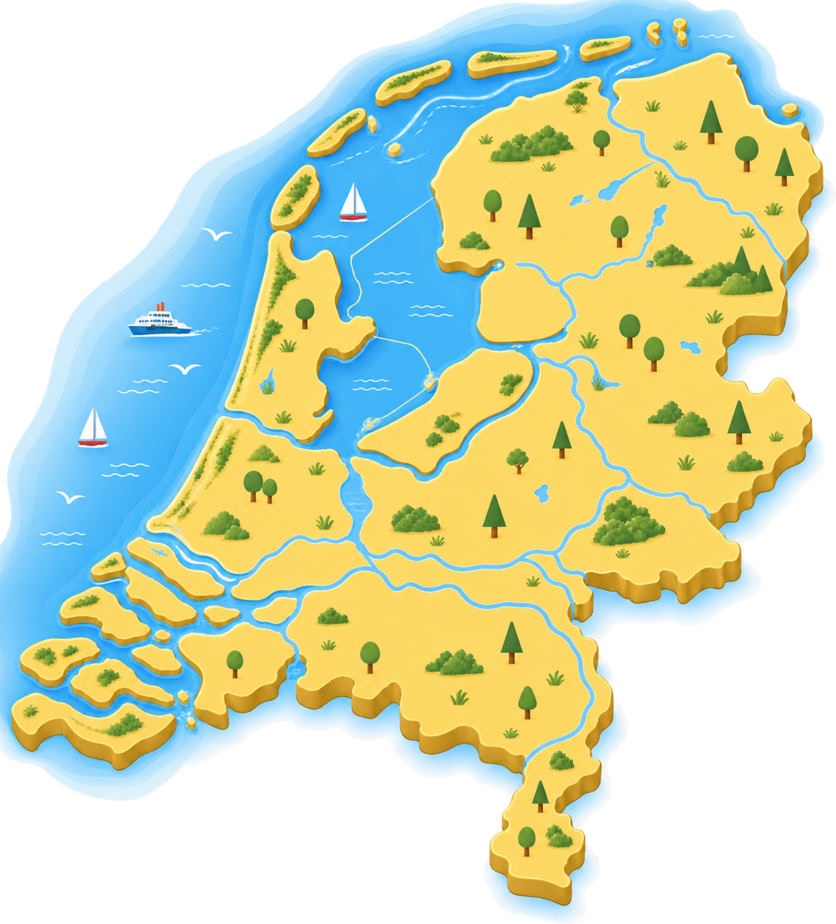 Kaart van Nederland met de plaatsen die meedoen